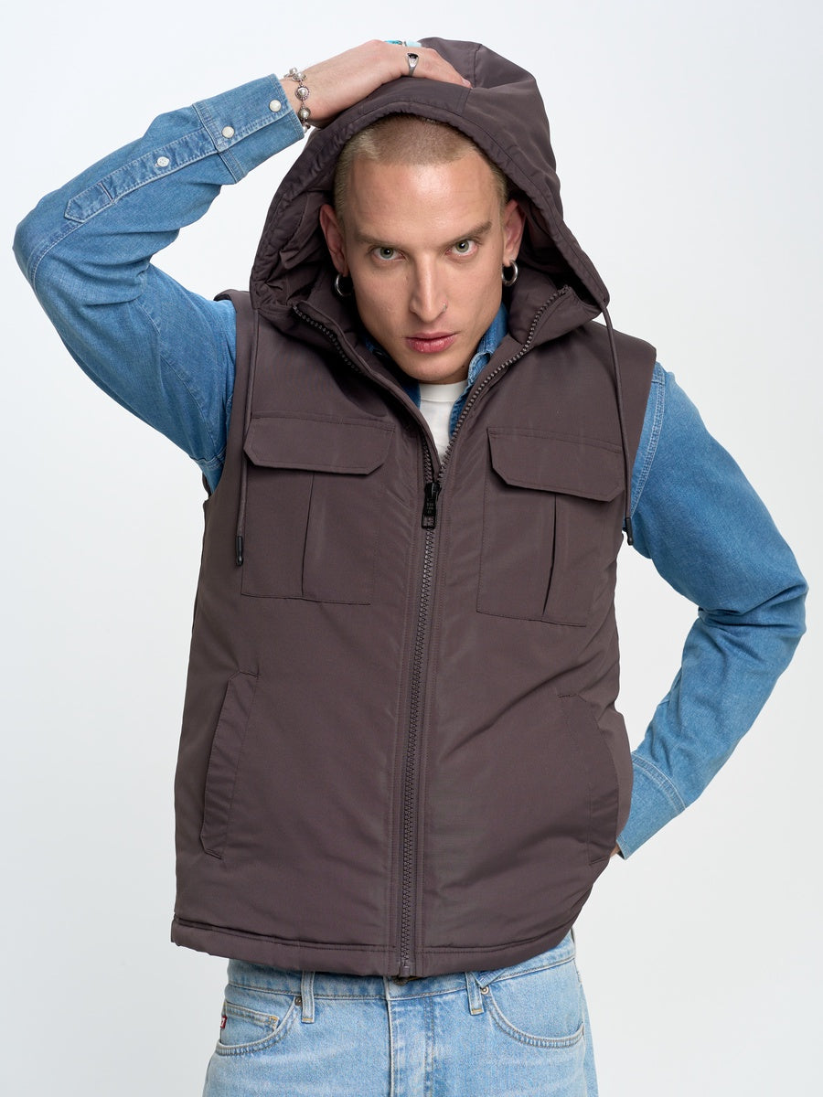Hooded Vest Water repellent | GREY
