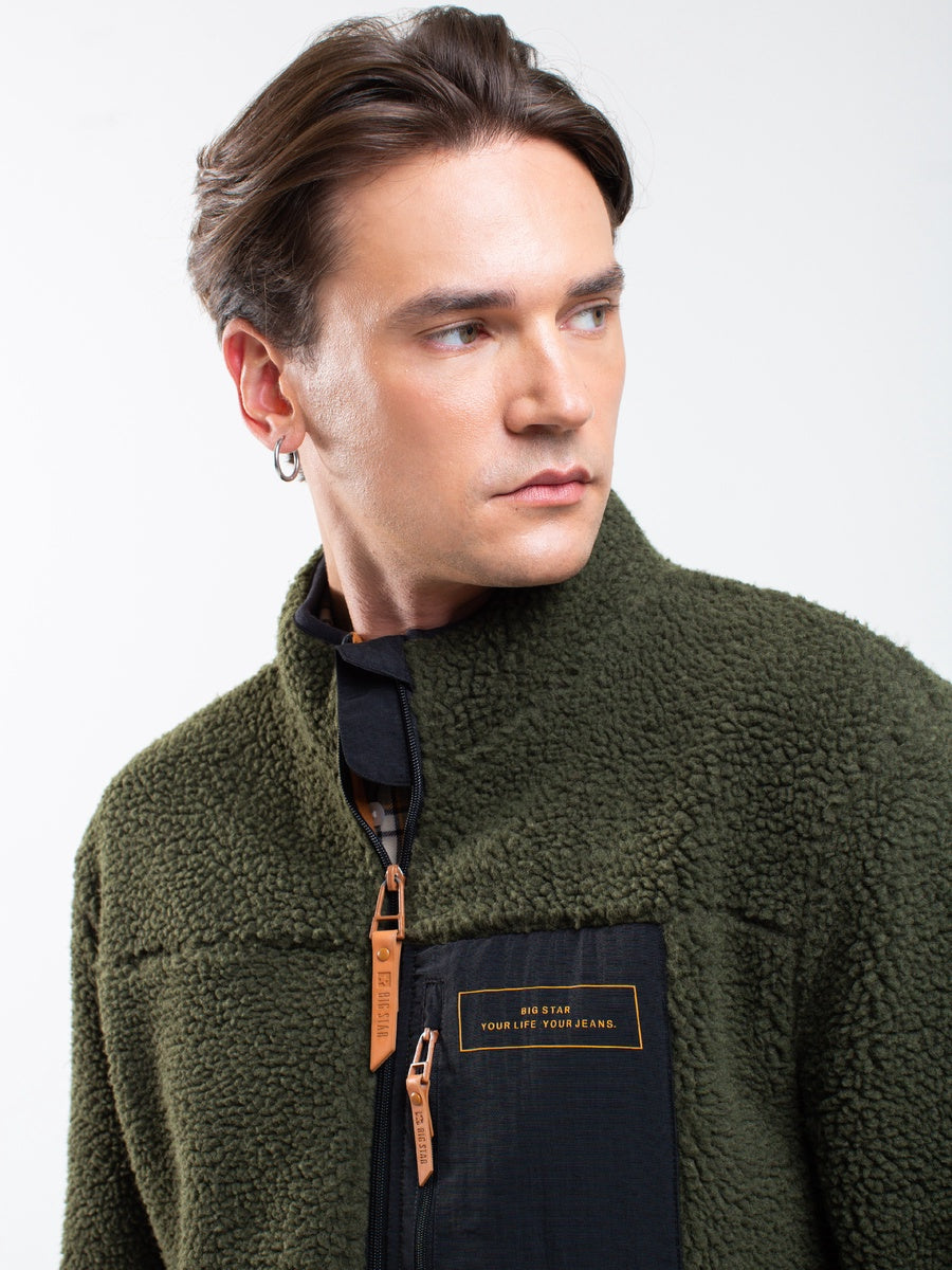 Fleece Sweatshrirt with zipper | Green