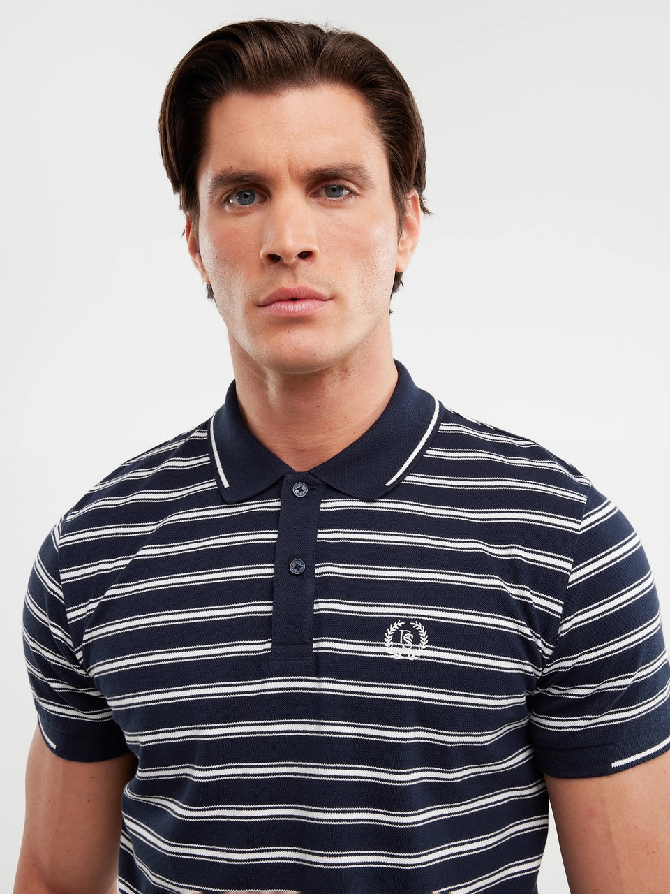 Striped Polo Shirt | Navy