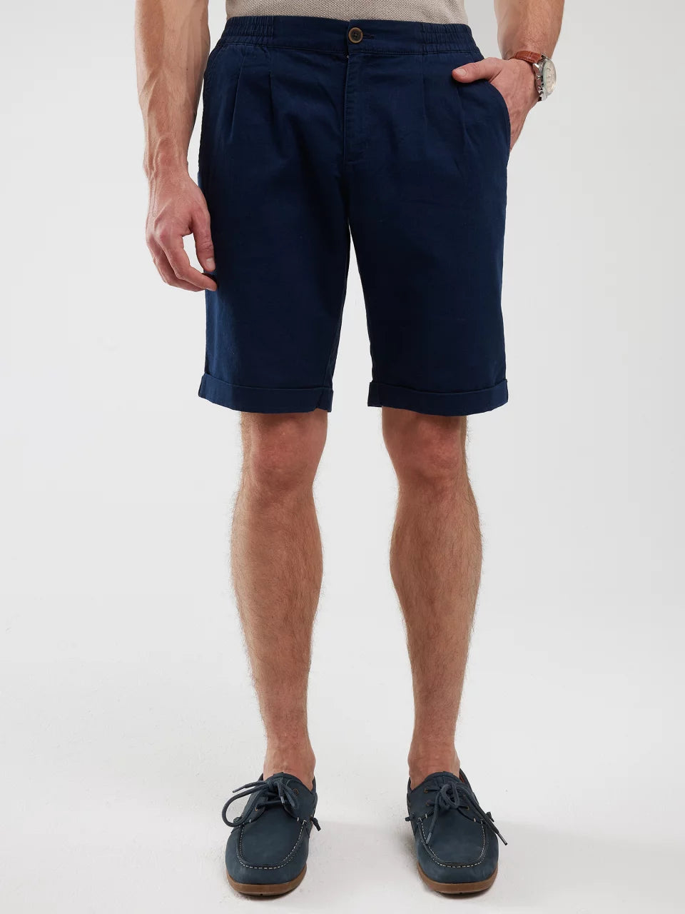 Linen Shorts | Navy Blue
