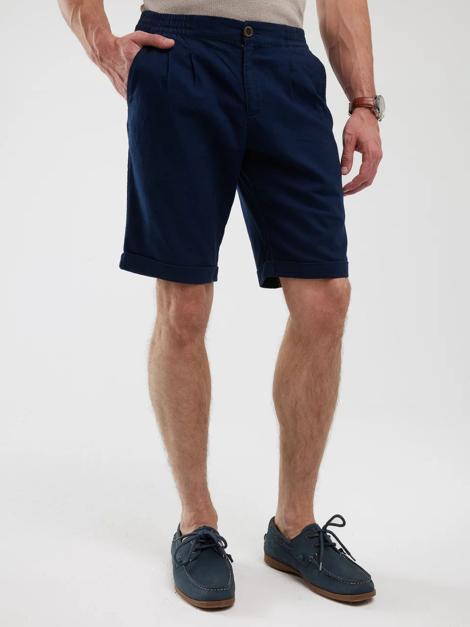 Linen Shorts | Navy Blue