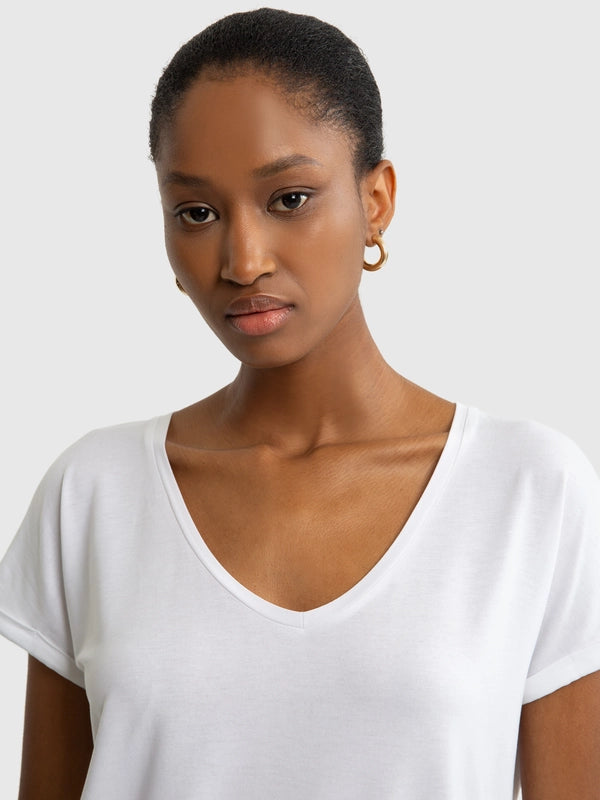 Loose-Fit V-Neck T-Shirt | White