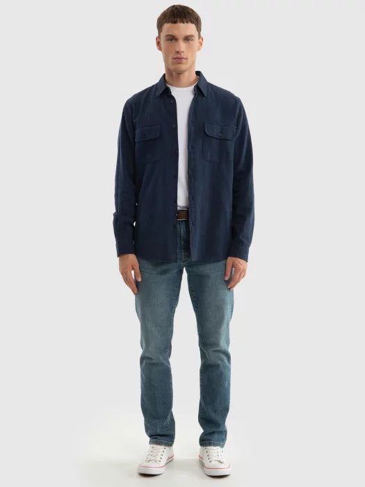 Twill Weave Shirt | Navy