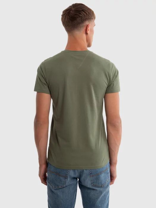 Round-Neck T-Shirt with Small Logo Detail | Kaki