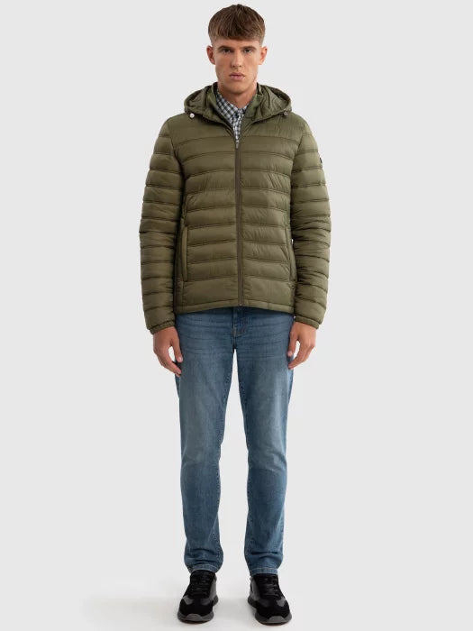 Puffer Jacket with Hood | Kaki