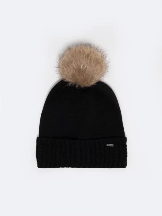 Pom-Pom Knit Beanie | Black