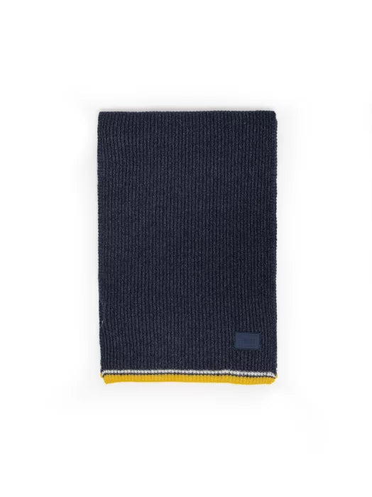 Knitted Scarf with Logo Patch | Navy