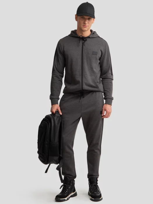 Joggers with Black Stripes | Dark Grey