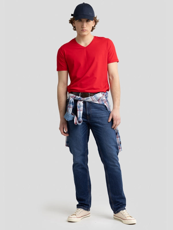 V-Neck Basic T-shirt | Red