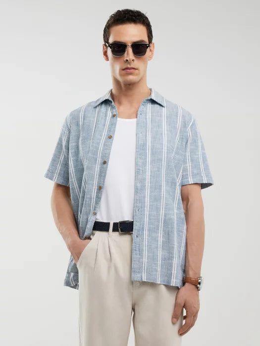 Shirt with stripes | Blue