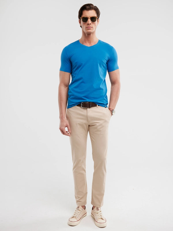 V-Neck Basic T-shirt | Blue