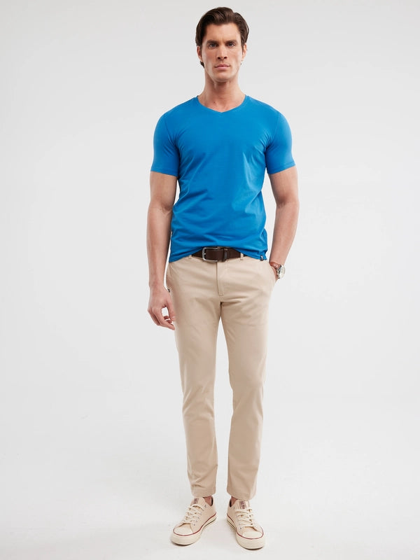 V-Neck Basic T-shirt | Blue