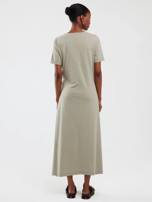 Maxi Dress with Decorative Lacing | Khaki