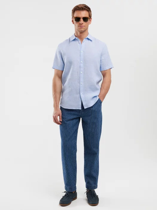 Linen shirt with short sleeves | Blue