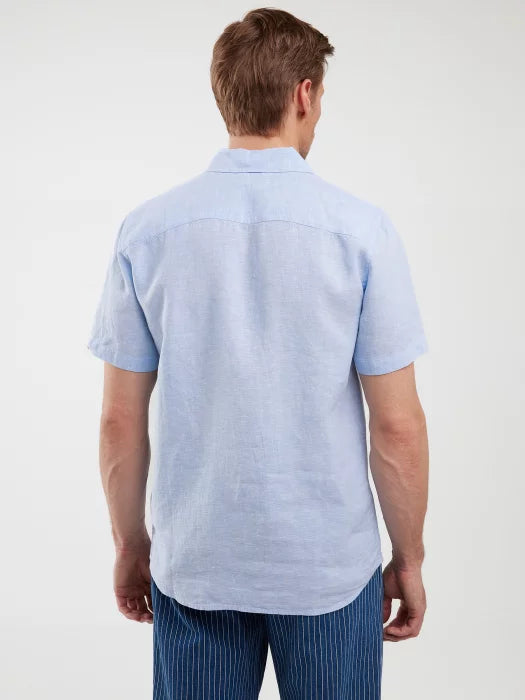 Linen shirt with short sleeves | Blue