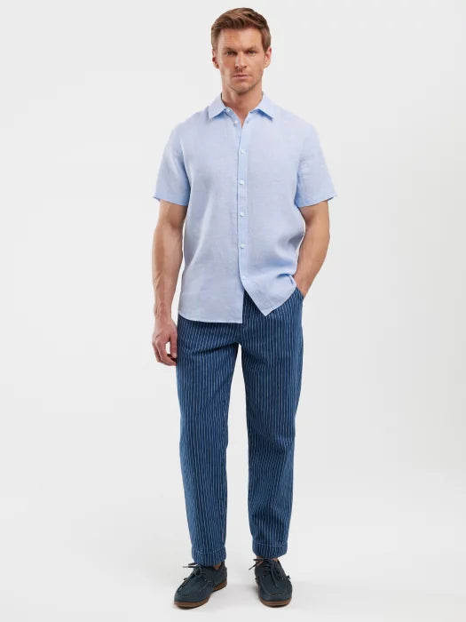 Linen shirt with short sleeves | Blue