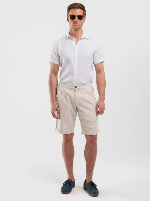 Linen shirt with short sleeves | White