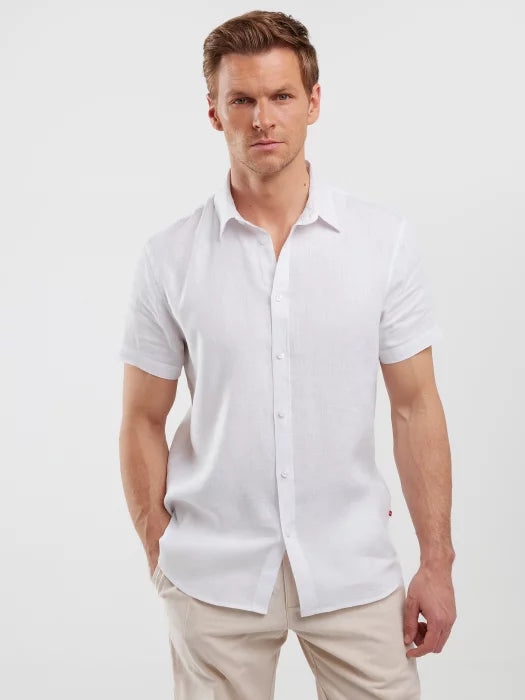 Linen shirt with short sleeves | White