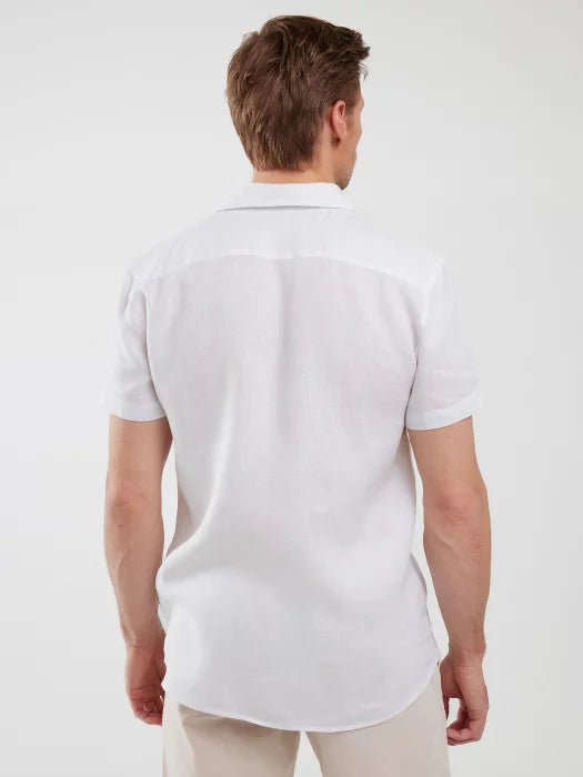Linen shirt with short sleeves | White