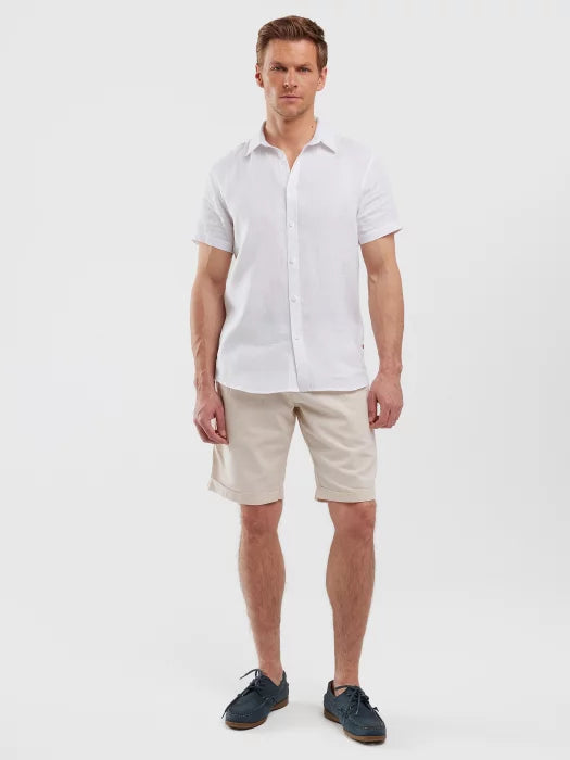 Linen shirt with short sleeves | White