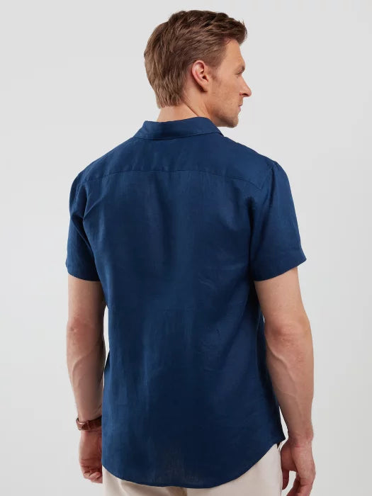 Linen shirt with short sleeves | Navy