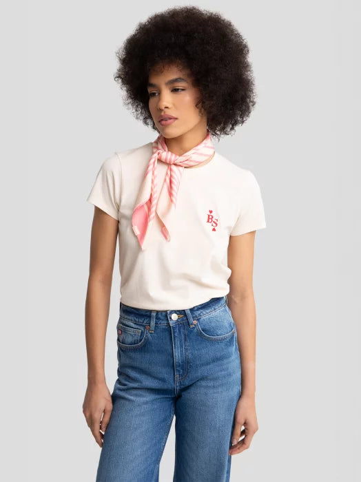 T-Shirt with embroidery | Cream