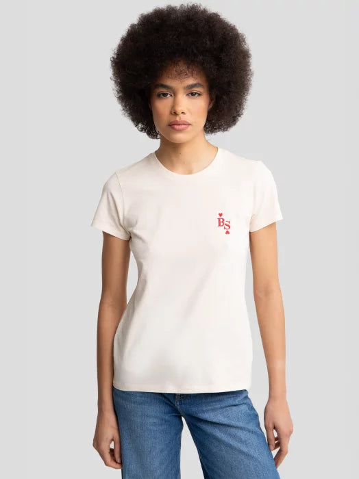 T-Shirt with embroidery | Cream