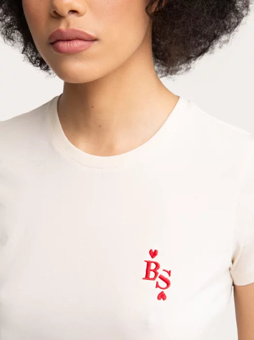 T-Shirt with embroidery | Cream