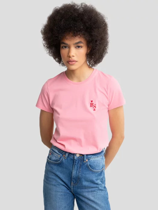 T-Shirt with embroidery | Pink