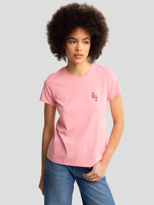 T-Shirt with embroidery | Pink