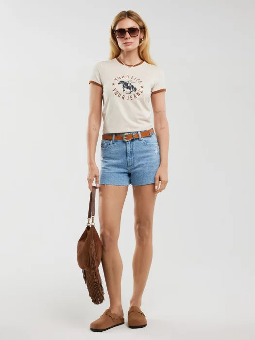 T-shirt with contrasting trim | Beige