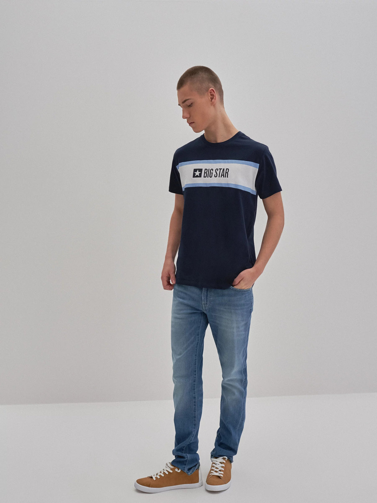 BIG STAR Logo T-Shirt Organic Cotton | Navy