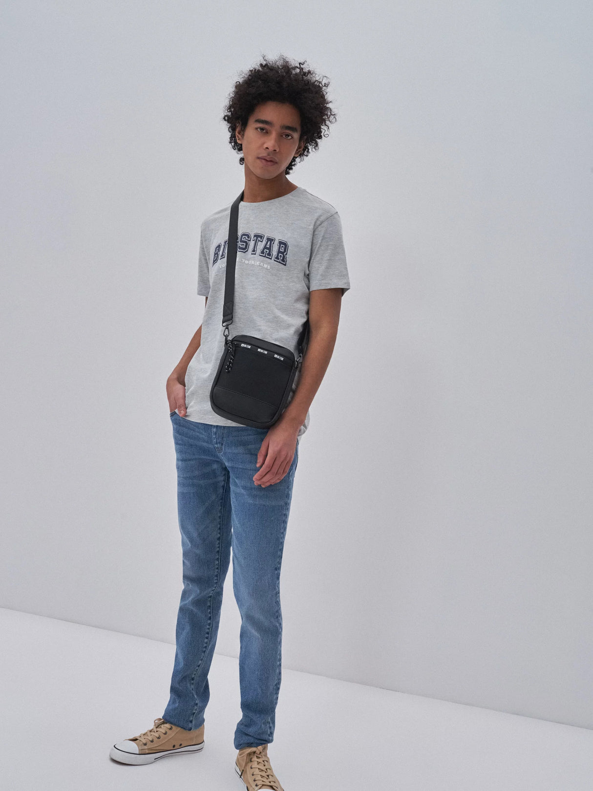 BIG STAR Logo T-SHIRT | Heather Grey