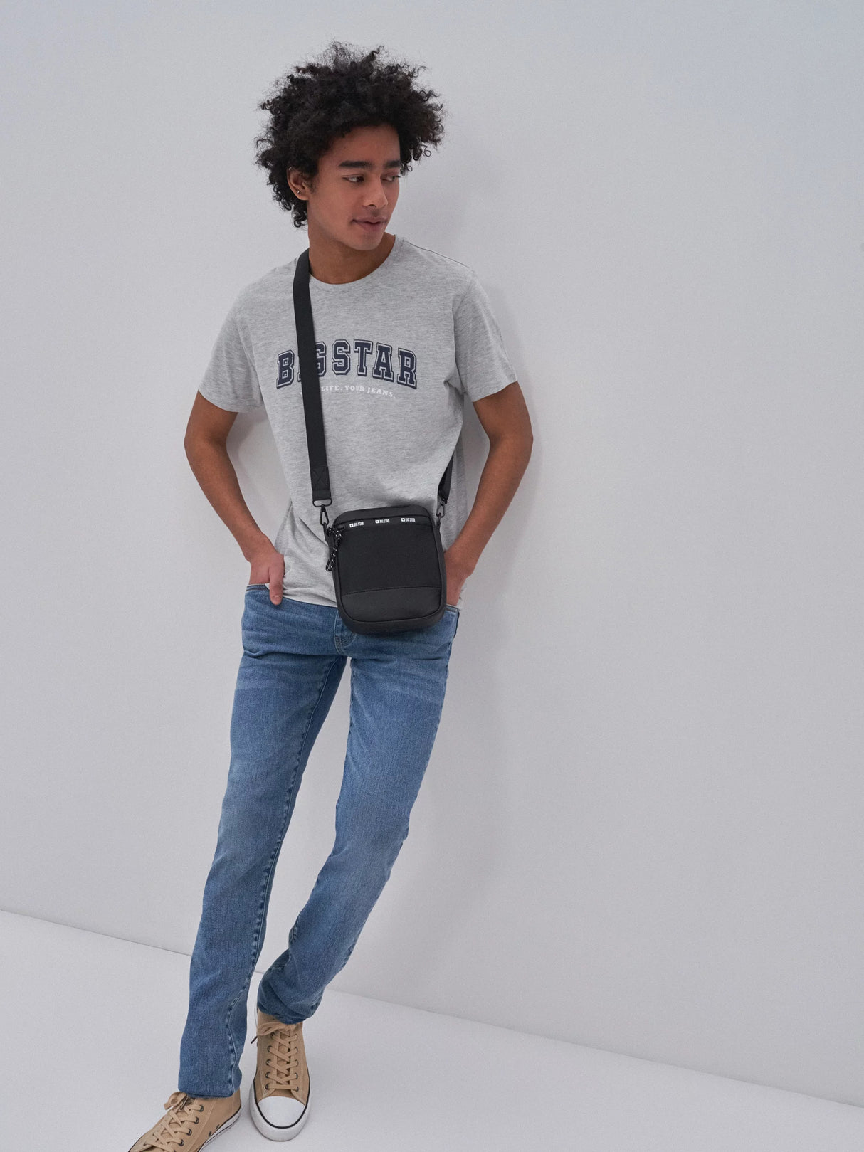 BIG STAR Logo T-SHIRT | Heather Grey