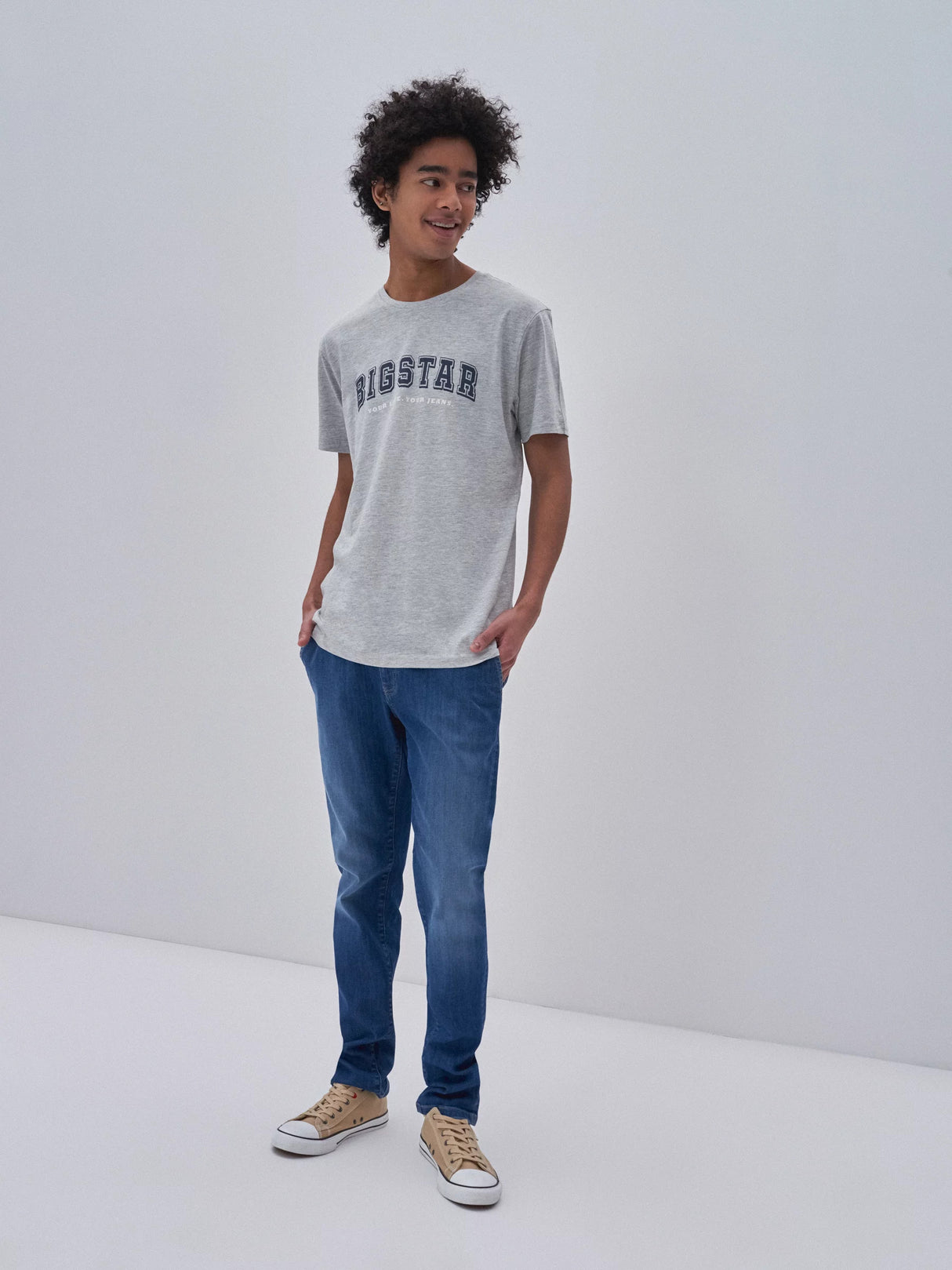 BIG STAR Logo T-SHIRT | Heather Grey