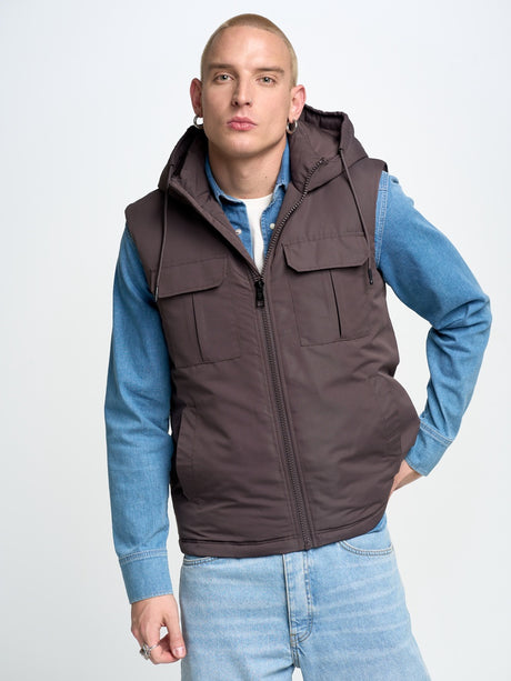 Hooded Vest Water repellent  | GREY