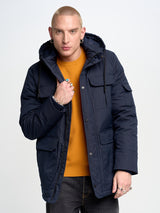 Long Hooded Jacket | Navy Blue