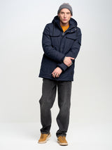 Long Hooded Jacket | Navy Blue