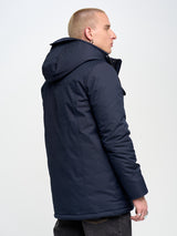 Long Hooded Jacket | Navy Blue