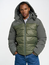 Two-Tone Puffer Jacket | Olive Green