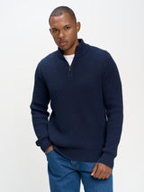 Modern Half-Zip Knit Sweater | Navy Blue