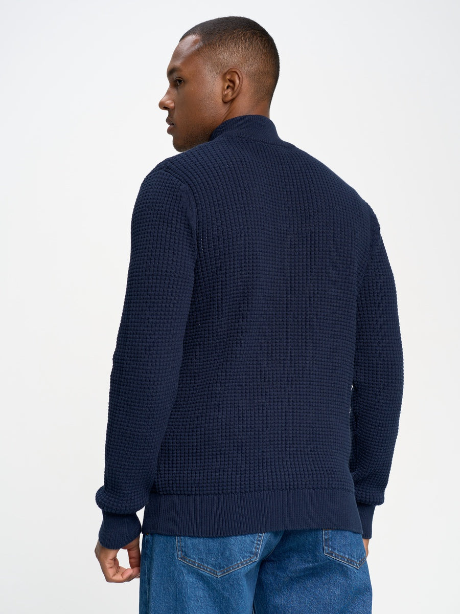 Modern Half-Zip Knit Sweater | Navy Blue