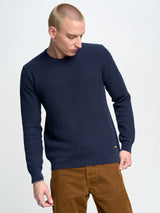 Textured Round-Neck Sweater | Navy Blue