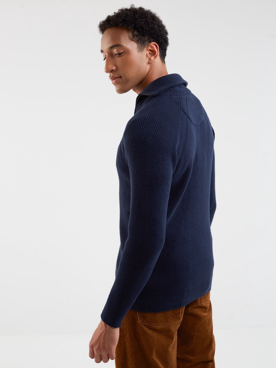 Stylish Knit Full-Zip | Navy Blue