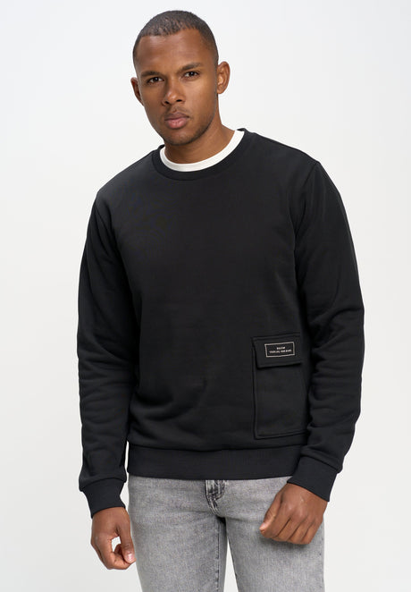 Patch Pocket Crewneck Sweatshirt | Black