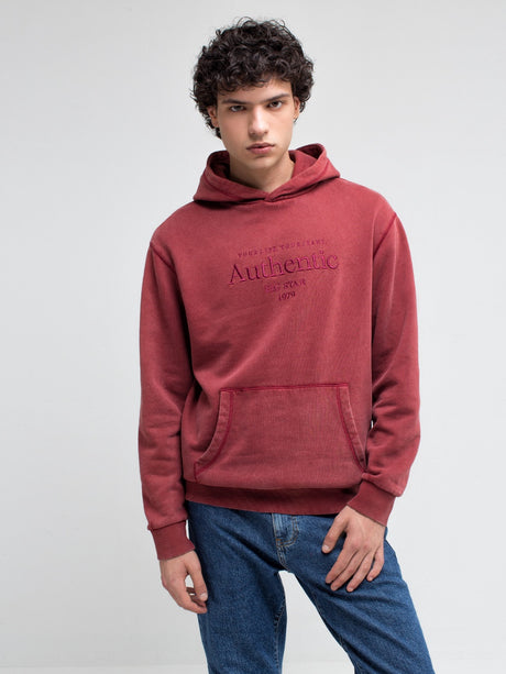 Hoodie with special garment wash | Burgundy