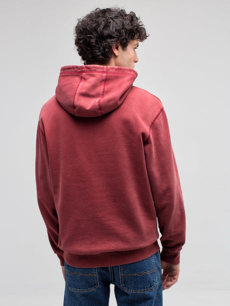 Hoodie with special garment wash | Burgundy