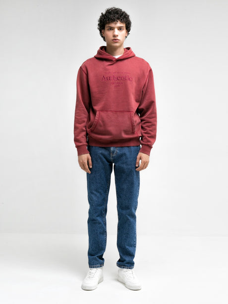 Hoodie with special garment wash | Burgundy