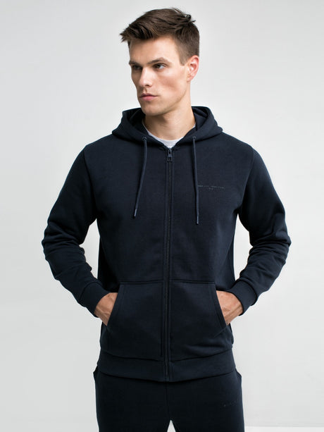 Full-Zip Hoodie with Pockets | Navy Blue