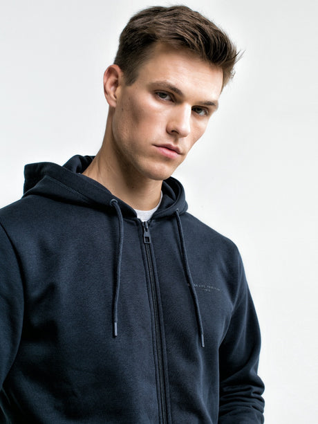 Full-Zip Hoodie with Pockets | Navy Blue